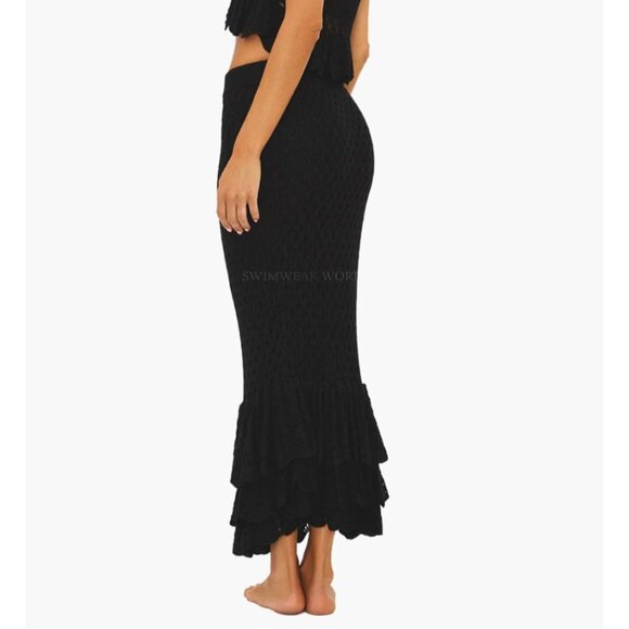 Beach Riot Crochet Knit Polly Mermaid Maxi Skirt Black Size Large - Picture 2 of 7